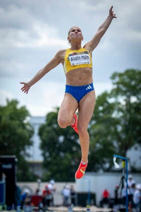 MANNHEIM, GERMANY - JUNE 14, 2026 : Malm Ella Alvelin (SWE Sweden) competing in the women’s long jump during the Juniorengala 2026 at Michael-Hoffmann-Stadion on June 14, 2026 in Mannheim, Germany. Baden-Wuerttemberg Germany Copyright: xAxelxKohringx