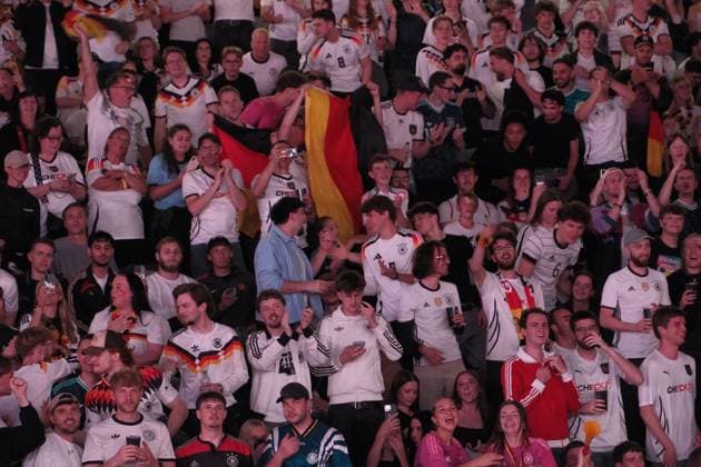 14 06 2026 xkhx Kassel Probonio Arena Public Viewing for the 2026 World Cup Germany vs Curacao Cheers for the 1 0 by Felix Nmecha GER