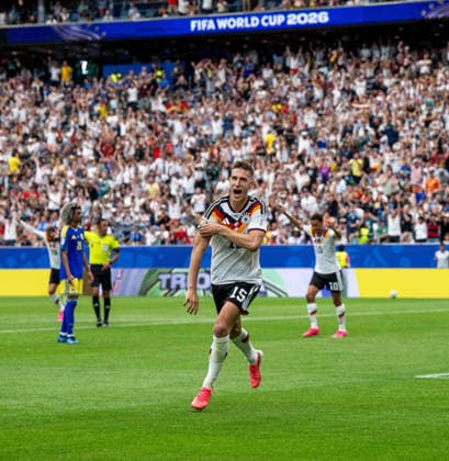 Soccer, Men, FIFA World Cup 2026 in Mexico, Canada and USA, Match in Houston Group E, Matchday 1 , Germany Curacao, Nico Schlotterbeck Germany , Cheering after scoring 2 1, 14 06 2026, Copyright: xMatthiasxKochx