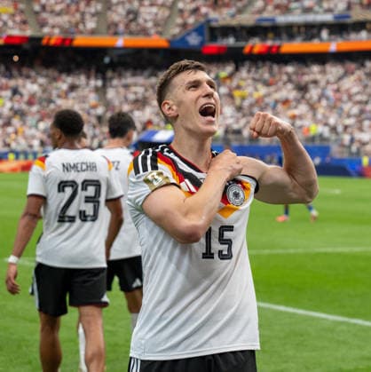 Soccer, Men, FIFA World Cup 2026 in Mexico, Canada and USA, Match in Houston Group E, Matchday 1 , Germany Curacao, Nico Schlotterbeck Germany , Cheering after scoring 2 1, 14 06 2026, Copyright: xMatthiasxKochx