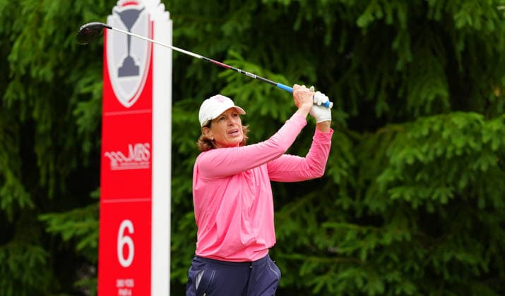 MIDLAND, MI - JUNE 14: LPGA, Golf Damen golfer Juli Inkster plays her tee shot on the 6th hole on June 14, 2026, during the final round of the LPGA Dow Championship at Midland Country Club in Midland, Michigan. (Photo by Brian Spurlock Icon Sportswire) GOLF: JUN 14 LPGA Dow Championship EDITORIAL USE ONLY Icon26061413