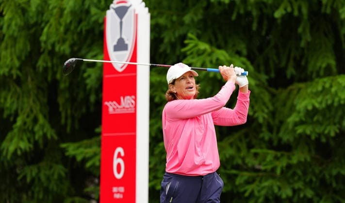 MIDLAND, MI - JUNE 14: LPGA, Golf Damen golfer Juli Inkster plays her tee shot on the 6th hole on June 14, 2026, during the final round of the LPGA Dow Championship at Midland Country Club in Midland, Michigan. (Photo by Brian Spurlock Icon Sportswire) GOLF: JUN 14 LPGA Dow Championship EDITORIAL USE ONLY Icon26061414