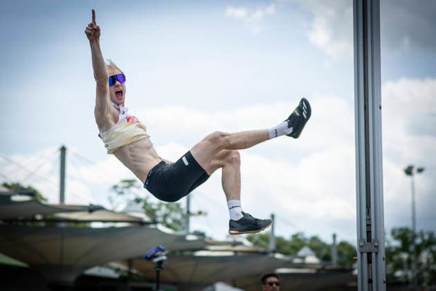 MANNHEIM, GERMANY - JUNE 14, 2026 : Owen Verset (BEL Belgium) reacts in the men’s U20 pole vault during the Juniorengala 2026 at Michael-Hoffmann-Stadion on June 14, 2026 in Mannheim, Germany. Baden-Wuerttemberg Germany Copyright: xAxelxKohringx