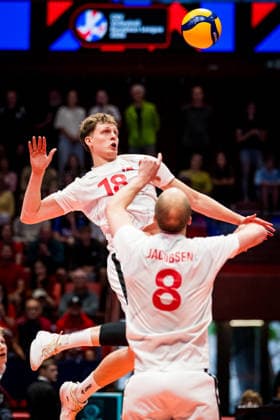 European Men s Volleyball League match Czechia vs Denmark in Jihlava, Czech Republic, June 14, 2026. From left Simon Tabermann Uhrenholt of Denmark. (CTKxPhoto JaroslavxSvoboda) CTKPhotoP2026061405224  CTKPhotoP2026061405224