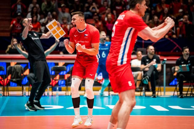 European Men s Volleyball League match Czechia vs Denmark in Jihlava, Czech Republic, June 14, 2026. Lukas Vasina of Czech Republic celebrates. (CTKxPhoto JaroslavxSvoboda) CTKPhotoP2026061405238  CTKPhotoP2026061405238