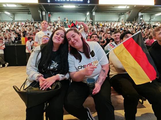 14 06 2026 xkhx Kassel Probonio Arena Public Viewing for the 2026 World Cup Germany vs Curacao Cheers for the 2 0 by Nico Schlotterbeck GER