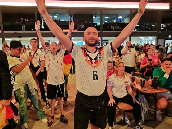 14 06 2026 xkhx Kassel Probonio Arena Public Viewing for the 2026 World Cup Germany vs Curacao Cheers for the 2 0 by Nico Schlotterbeck GER
