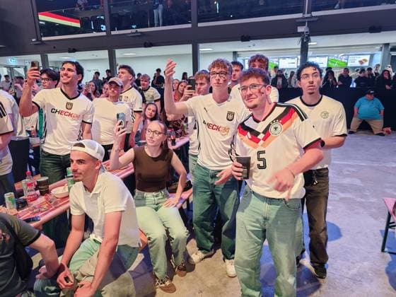 14 06 2026 xkhx Kassel Probonio Arena Public Viewing for the 2026 World Cup Germany vs Curacao Cheers for the 2 0 by Nico Schlotterbeck GER