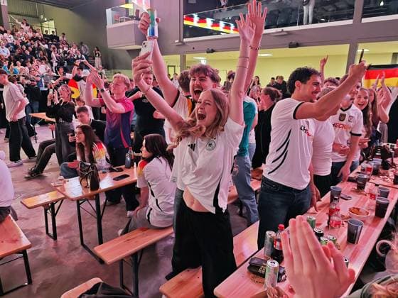 14 06 2026 xkhx Kassel Probonio Arena Public Viewing for the 2026 World Cup Germany vs Curacao Cheers for the 2 0 by Nico Schlotterbeck GER