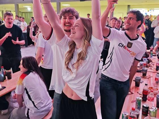 14 06 2026 xkhx Kassel Probonio Arena Public Viewing for the 2026 World Cup Germany vs Curacao Cheers for the 2 0 by Nico Schlotterbeck GER