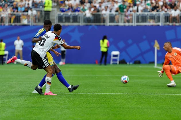 Jamal Musiala Germany scores the team s fourth goal during the FIFA World Cup 2026 Group E match between Germany and Curacao at Houston Stadium on June 14, 2026 in Houston, United States Photo by Torbjorn Tande DeFodi Images