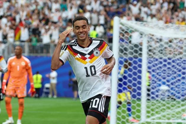 Goal celebration by Jamal Musiala 10 Germany to 4 1, Germany vs Curacao, Football, World Cup 2026, Group stage, 14 06 2026 Houston Texas USA Copyright: xkolbert-press ChristianxKolbertx