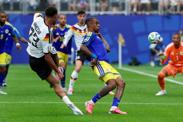 Felix Nmecha Germany and Juninho Bacuna Curacao battle for the ball during the FIFA World Cup 2026 Group E match between Germany and Curacao at Houston Stadium on June 14, 2026 in Houston, United States Photo by Torbjorn Tande DeFodi Images