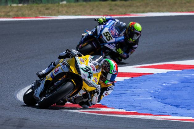 June 14, 2026, Misano Adriatico, Rimini, Italy: Lorenzo Baldassarri of ELF Marc VDS Racing Team with Ducati Panigale V4R seen during FIM SBK Superbike World Championship, WM, Weltmeisterschaft Pirelli Emilia-Romagna Round 7 - Superpole Race at Misano World Circuit Marco Simoncelli in Misano Adriatico, Italy Misano Adriatico Italy - ZUMAs197 20260614_aaa_s197_127 Copyright: xFabrizioxCarabellix