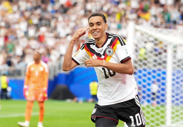 Jamal Musiala Germany, 10 cheers after scoring the fourth goal USA, FIFA World Cup, Germany vs Curacao, Houston, 14 06 2026 USA, FIFA World Cup, Germany vs Curacao, Houston, 14 06 2026 Houston Copyright: xEibner-Pressefoto ScottxColemanx EP_SCN