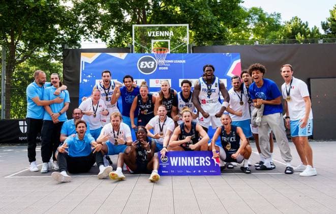 BASKETBALL - FIBA 3x3 World Tour VIENNA,AUSTRIA,14.JUN.26 - BASKETBALL - FIBA 3x3 World Tour. Image shows the team of FRA.  GEPAxpictures xEdgarxEisner