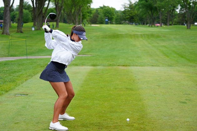 MIDLAND, MI - JUNE 14: LPGA, Golf Damen golfer Yana Wilson plays her tee shot on the 10th hole on June 14, 2026, during the final round of the LPGA Dow Championship at Midland Country Club in Midland, Michigan. (Photo by Brian Spurlock Icon Sportswire) GOLF: JUN 14 LPGA Dow Championship EDITORIAL USE ONLY Icon26061436
