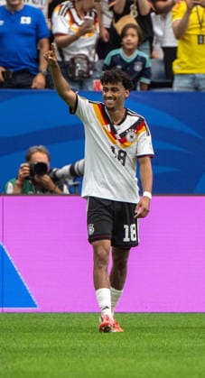 Soccer, Men, FIFA World Cup 2026 in Mexico, Canada and USA, Match in Houston Group E, Matchday 1 , Germany Curacao, Nathaniel Brown Germany , Cheering after scoring 5 1, 14 06 2026, Copyright: xMatthiasxKochx