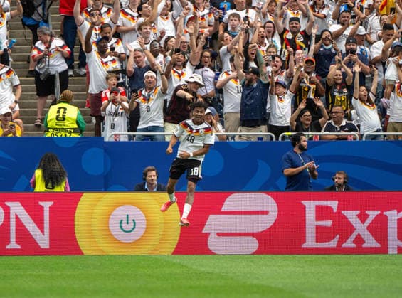 Soccer, Men, FIFA World Cup 2026 in Mexico, Canada and USA, Match in Houston Group E, Matchday 1 , Germany Curacao, Nathaniel Brown Germany , Cheering after scoring 5 1, 14 06 2026, Copyright: xMatthiasxKochx