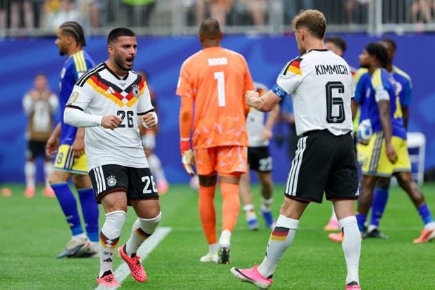 Deniz Undav Germany celebrates after scoring his team s sixth goal with Joshua Kimmich Germany during the FIFA World Cup 2026 Group E match between Germany and Curacao at Houston Stadium on June 14, 2026 in Houston, United States Photo by Torbjorn Tande DeFodi Images