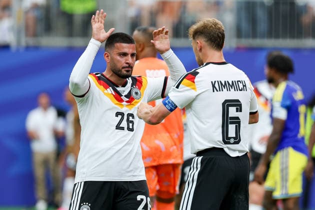 Deniz Undav Germany celebrates after scoring his team s sixth goal with Joshua Kimmich Germany during the FIFA World Cup 2026 Group E match between Germany and Curacao at Houston Stadium on June 14, 2026 in Houston, United States Photo by Torbjorn Tande DeFodi Images