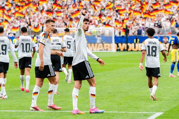 FIFA World Cup 2026, Group E, Match 1, Germany vs Curacao, 14 06 2026 at NRG Stadium in Houston, Texas Goal for 3 1 from penalty kick by Kai Havertz here with Nico Schlotterbeck Copyright: xBahhoxKarax