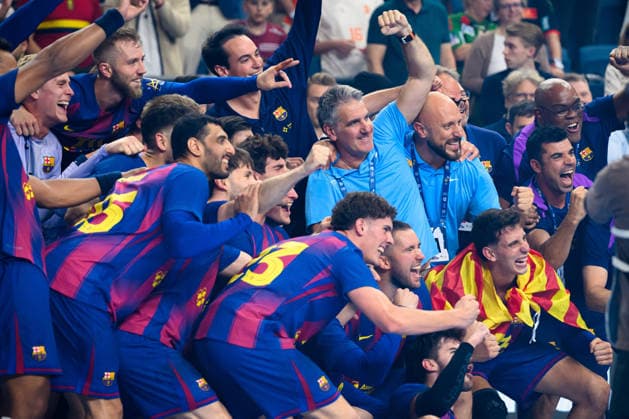 Cologne, Germany Handball EHF CL Final 4 Final Barca Fuechse Berlin Coach Carlos Ortega Barcelona Cologne Lanxess Arena Nordrhein Westfalen Germany