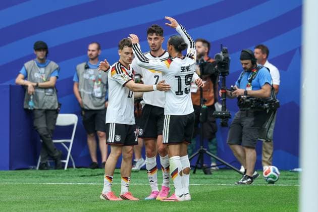 the team celebrates Kai Havertz 7 Germanys goal to make it 7 1, Germany vs Curacao, Football, World Cup 2026, Group stage, 14 06 2026 Houston Texas USA Copyright: xkolbert-press ChristianxKolbertx