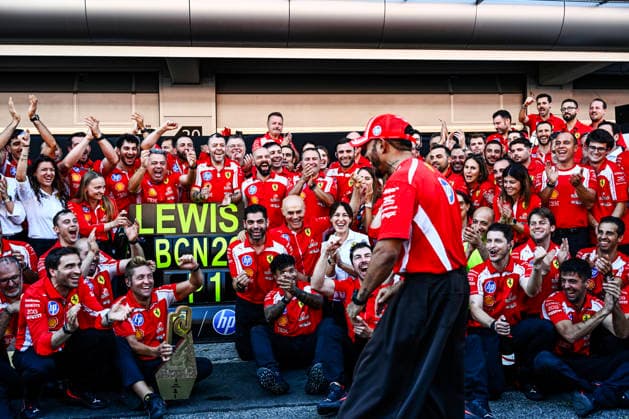 F1 Grand Prix of Barcelona-Catalunya Lewis Hamilton of Team Scuderia Ferrari HP celebrates the final podium during the FIA Formula One World Championship, WM, Weltmeisterschaft GP di F1 di Barcellona-Catalogna 2026 in Barcelona, Spain, on June 14, 2026. Barcellona Spain  Copyright: xLucaxBarsalix originalFilename:barsali-notitle260614_npFGQ.jpg
