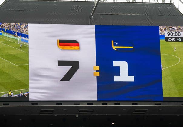 Soccer, Men, FIFA World Cup 2026 in Mexico, Canada and USA, Match in Houston Group E, Matchday 1 , Germany Curacao, Scoreboard with 7 1 final score, 14 06 2026, Copyright: xMatthiasxKochx