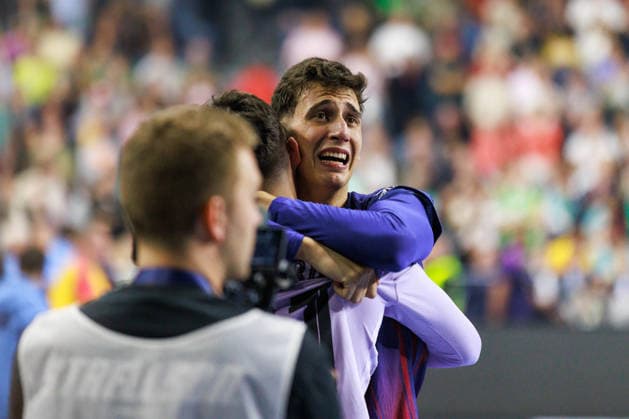 Ian BARRUFET FC Barcelona Barca, 83 jubilation, joy, passion, success, emotion, enthusiasm, positive emotions GER, FC Barcelona Barca vs Fuechse Berlin, handball, TruckScout24 EHF FINAL4 2026, final, season 2025 2026, 14 06 2026, GER, FC Barcelona Barca vs Fuechse Berlin, handball, TruckScout24 EHF FINAL4 2026, final, season 2025 2026, 14 06 2026, Cologne Copyright: xEibnerxPressefoto OliverxSchmidtx EP_OST