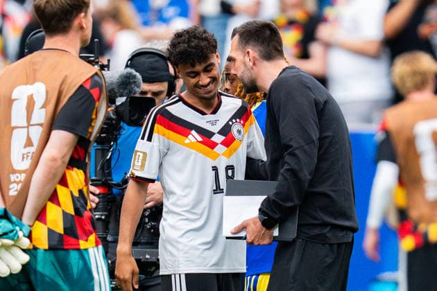 FIFA World Cup 2026, Group E, Match 1, Germany vs Curacao, 14 06 2026 at NRG Stadium in Houston, Texas Nathaniel Brown Nico Schlotterbeck cheers after the final whistle Copyright: xBahhoxKarax