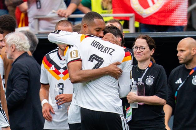 FIFA World Cup 2026, Group E, Match 1, Germany vs Curacao, 14 06 2026 at NRG Stadium in Houston, Texas Kai Havertz and Jonathan Tah celebrate after the final whistle Copyright: xBahhoxKarax