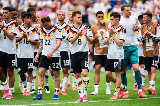 FIFA World Cup 2026, Group E, Match 1, Germany vs Curacao, 14 06 2026 at NRG Stadium in Houston, Texas Nathaniel Brown Nico Schlotterbeck David Raum Florian Wirtz Joshua Kimmich Manuel Neuer cheering after the final whistle Copyright: xBahhoxKarax