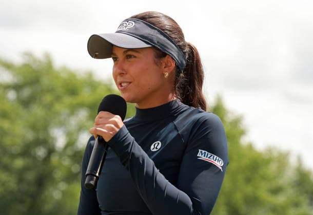 Dow Championship Midland, MI - JUNE 14: Winner and rookie Yana Wilson of the United States speaks at the conclusion of the final round of the Dow Championship at Midland Country Club on June 14, 2026 in Midland, Michigan. Midland Michigan United States  Copyright: xAmyxLemusx originalFilename:lemus-dowchamp260614_npHUm.jpg
