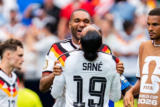 FIFA World Cup 2026, Group E, Match 1, Germany vs Curacao, 14 06 2026 at NRG Stadium in Houston, Texas Jonathan Tah and Leroy Sane cheer after the final whistle Copyright: xBahhoxKarax