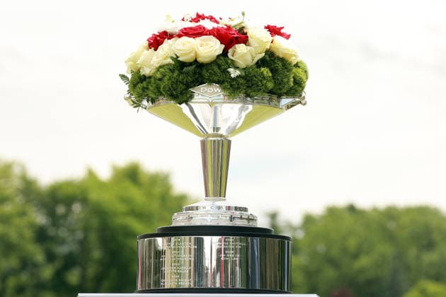 Dow Championship Midland, MI - JUNE 14: The winners trophy is displayed on the 18th green during the award ceremony at the conclusion of the final round of the Dow Championship at Midland Country Club on June 14, 2026 in Midland, Michigan. Midland Michigan United States  Copyright: xAmyxLemusx originalFilename:lemus-dowchamp260614_npJtr.jpg