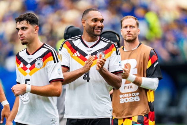 FIFA World Cup 2026, Group E, Match 1, Germany vs Curacao, 14 06 2026 at NRG Stadium in Houston, Texas Jonathan Tah Oliver Baumann, Aleksandar Pavlovic, cheer after the final whistle Copyright: xBahhoxKarax