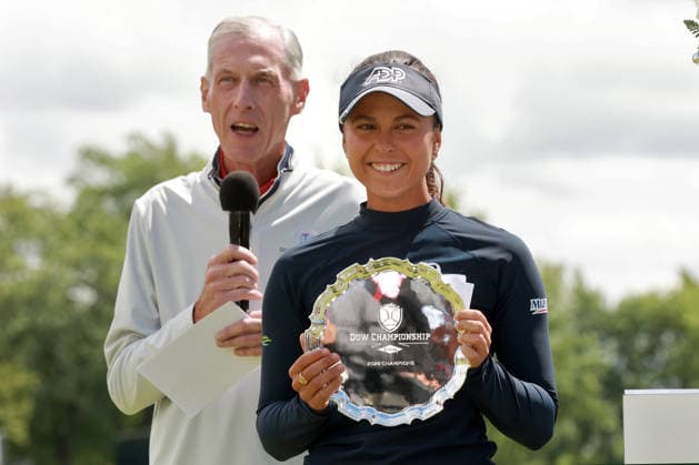 Dow Championship Midland, MI - JUNE 14: Winner and rookie Yana Wilson of the United States is announced by the Dow chief executive officer at the conclusion of the final round of the Dow Championship at Midland Country Club on June 14, 2026 in Midland, Michigan. Midland Michigan United States  Copyright: xAmyxLemusx originalFilename:lemus-dowchamp260614_npgst.jpg