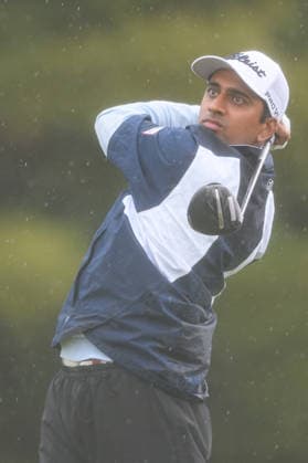 CALEDON, ON - JUNE 14: Sudarshan Yellamaraju of Canada plays his shot from the 9th tee during the final round of the RBC Canadian Open 2026 at TPC Toronto at Osprey Valley North Course on June 14, 2026 in Caledon, Ontario. (Photo by Julian Avram Icon Sportswire) GOLF: JUN 14 PGA, Golf Herren RBC Canadian Open EDITORIAL USE ONLY Icon2606140025