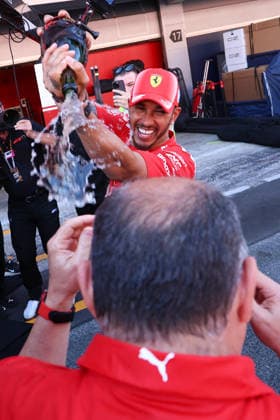 Fred Vasseur 44 Lewis Hamilton GBR Scuderia Ferrari HP ITA Ferrari SF 26 winner of the Barcelona Catalunya during the Formula 1 Grand Prix of Barcelona Catalunya 2026 Race at Circuit de Catalunya in Barcelona on June 14, 2026 in Barcelona Photo by Philippe Nanchino Eurasia Sport Images Barcelona Circuit de Barcelona Catalunya Spain Copyright: x x2026xEurasiaxSportxImagesx jp-en-EuSpIm-MPS_PPN_GP_F1_Barcelona_14Jun2026_BC110