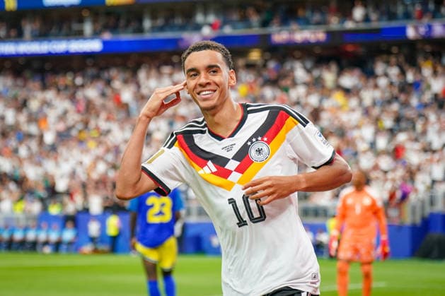 USA Soccer FIFA World Cup 2026 Group E Germany vs Curacao Houston Stadium Goal and goal celebration to 4 1 by Jamal Musiala Germany 10 Joy, emotions, jubilation Copyright: xJOERANxSTEINSIEKx