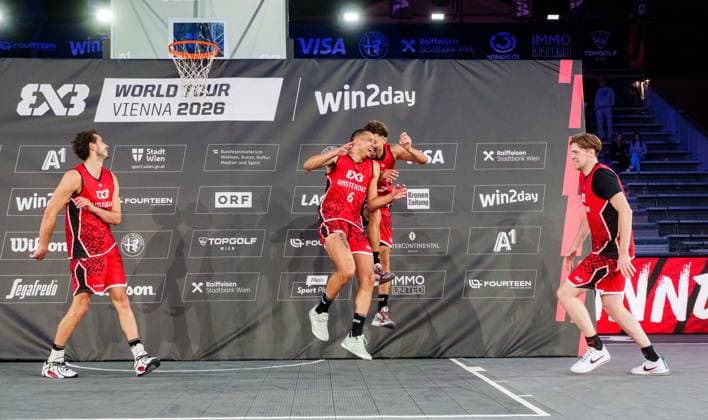 BASKETBALL - FIBA 3x3 World Tour VIENNA,AUSTRIA,14.JUN.26 - BASKETBALL - FIBA 3x3 World Tour. Image shows the rejoicing of NED.  GEPAxpictures xEdgarxEisner
