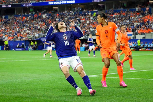Netherlands v Japan, FIFA World Cup, WM, Weltmeisterschaft, Fussball 2026 Japan forward Ayase Ueda (18) reacts after shot at goal during the Netherlands v Japan FIFA WORLD CUP 2026 Group F match at Dallas Stadium, Arlington, United States on 14 June 2026 Credit: Phil Duncan Every Second Media Editorial use only. All images are copyright Every Second Media Limited. No images may be reproduced without prior permission. Copyright: xIMAGO EveryxSecondxMediax ESM-2030-0006 PhilxDuncanx xEveryxSecondxMediax