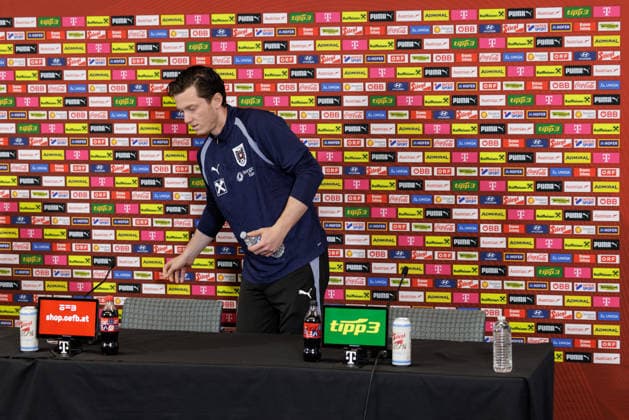 SOCCER - FIFA World Cup, WM, Weltmeisterschaft, Fussball 2026, preview SANTA BARBARA,CALIFORNIA,USA,14.JUN.26 - SOCCER - FIFA World Cup 2026, USA, Mexico, Canada, preview, OEFB, Oesterreichischer Fussball-Bund, press conference, PK, Pressekonferenz team AUT. Image shows Michael Gregoritsch (AUT).  GEPAxpictures xArminxRauthner