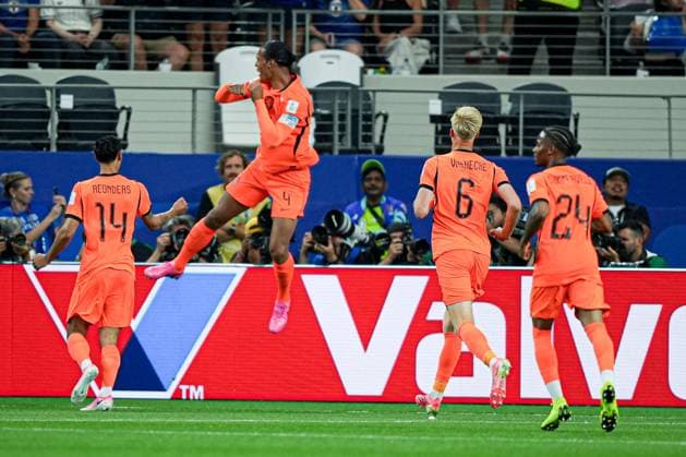 Virgil van Dijk of Netherlands celebrates scoring to make it 1-0 Netherlands v Japan, 2026 FIFA World Cup, WM, Weltmeisterschaft, Fussball Group F, Football, Dallas Stadium, Arlington, Texas, USA - 14 Jun 2026Arlington Dallas Stadium Texas (TX) United States of America EDITORIAL USE ONLY No use with unauthorised audio, video, data, fixture lists, club league logos or live services. Online in-match use limited to 120 images, no video emulation. No use in betting, games or single club league player publications.  Copyright: xIsmaelxAdnan Shutterstockx 16927680bt