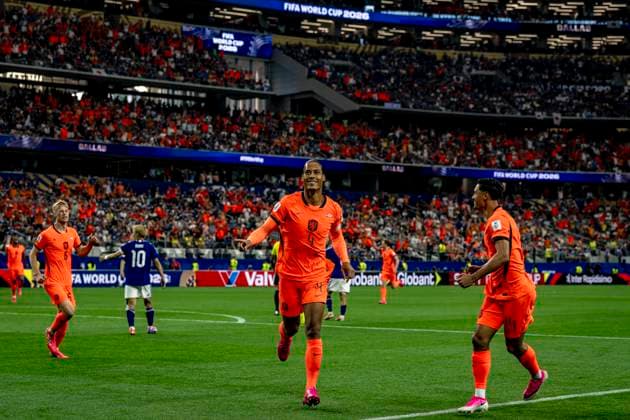 DALLAS Virgil van Dijk of the Netherlands celebrates his 1 0 goal during the Netherlands vs Japan match at the 2026 World Cup in AT T Stadium on June 14, 2026, in Dallas, United States Photo by Stefan Koops EYE4IMAGES DeFodi Images