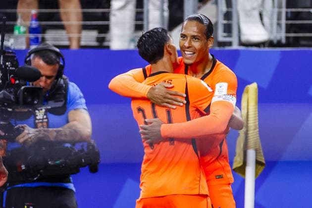 DALLAS, 14-06-2026, Dallas AT&T Stadium, World Cup 2026 Match between Netherlands and Japan. Picture shows Netherlands player Virgil van Dijk celebrating the goal. 1-0. Netherlands - Japan (World Cup 2026)  x204365404x Copyright: