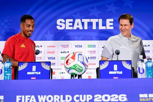 Belgian national football team - 2026 FIFA World Cup, WM, Weltmeisterschaft, Fussball - media activities 14 06 2026 SEATTLE, UNITED STATES OF AMERICA - JUNE 14 : Tielemans Youri midfielder of Belgium, Garcia Rudi head coach of Belgium pictured during a press conference, PK, Pressekonferenz at the Lumen Field Stadium prior to the Belgium vs Egypt match during the 2026 FIFA World Cup on June 14, 2026 in Seattle, United States of America, 14 06 2026 Seattle United States of America  Copyright: xJanxDexMeuleneirx