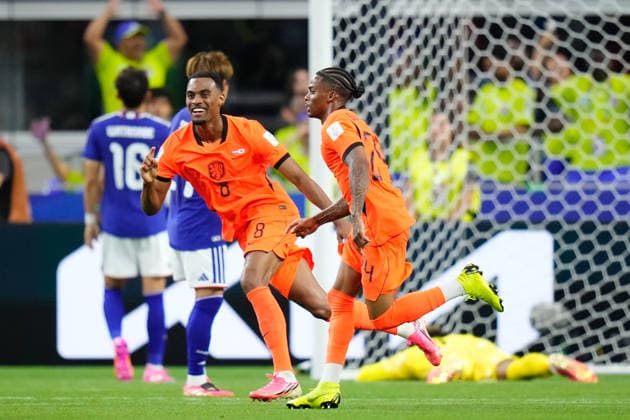 Netherlands v Japan: Group F - FIFA World Cup, WM, Weltmeisterschaft, Fussball 2026 Crysencio Summerville of Netherlands celebrates a goal during the FIFA World Cup 2026 Group F match between Netherlands and Japan at Dallas Stadium on June 14, 2026 in Dallas, Texas. Dallas TX United States  Copyright: xJosexBretonx originalFilename:bretonhernandez-netherla260614_npHqL.jpg